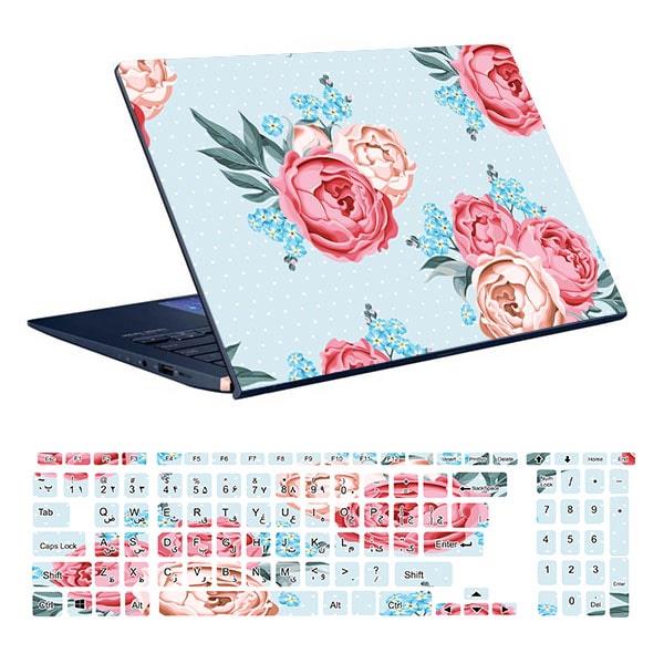 اسکین لپ تاپ طرح Flower کد ۰۷ به همراه استیکر کیبورد